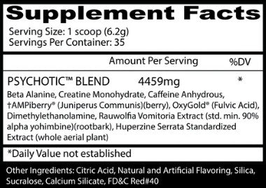 Psychotic PreWorkout Fruit Punch by Insane Labz