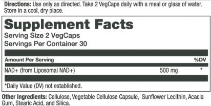 Liposomal NAD+ 500mg Veg Capsules by Solaray