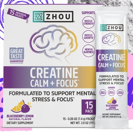 Creatine+ Calm & Focus Blackberry Lemon Powder Packets by Zhou