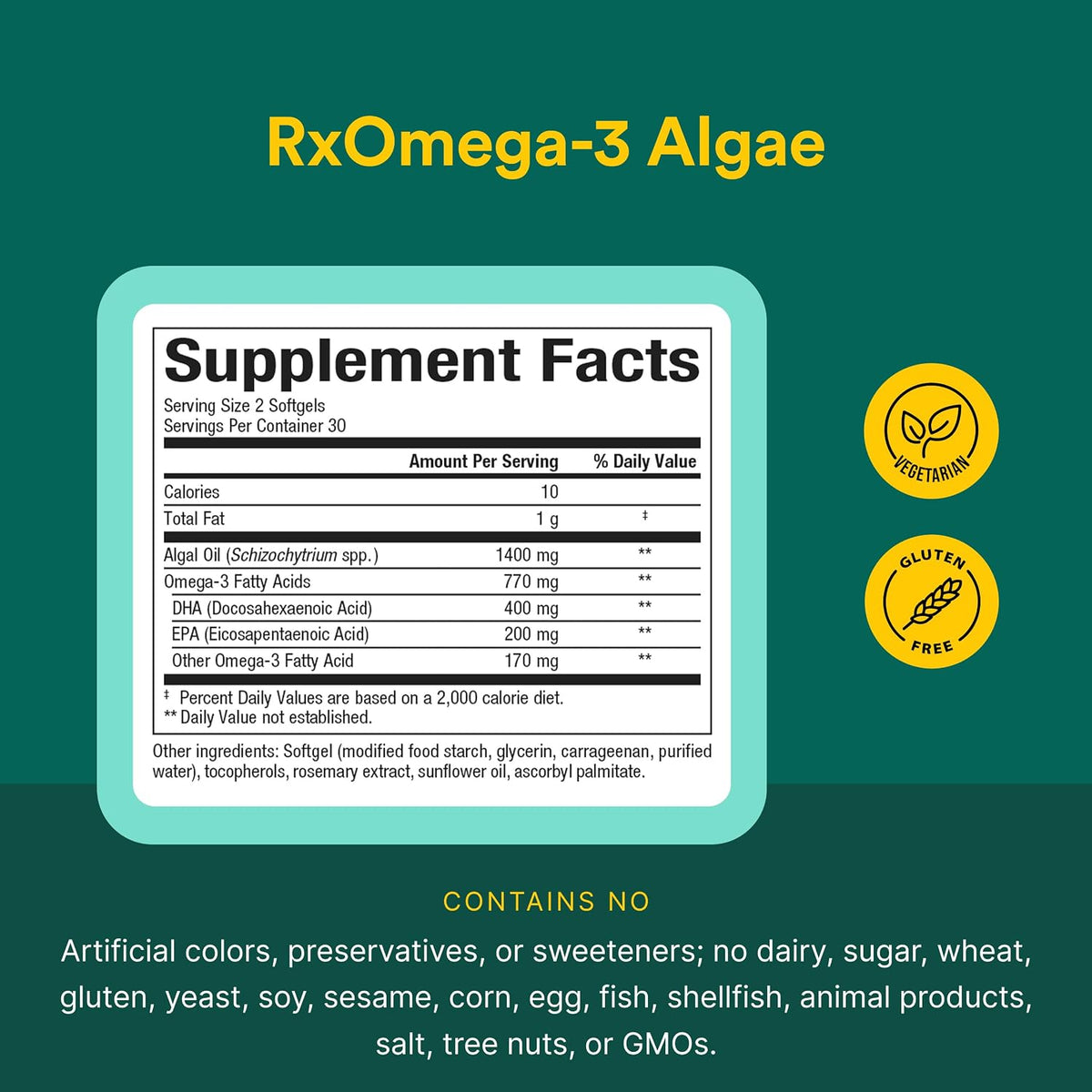 Algae RxOmega-3 Softgels by Natural Factors