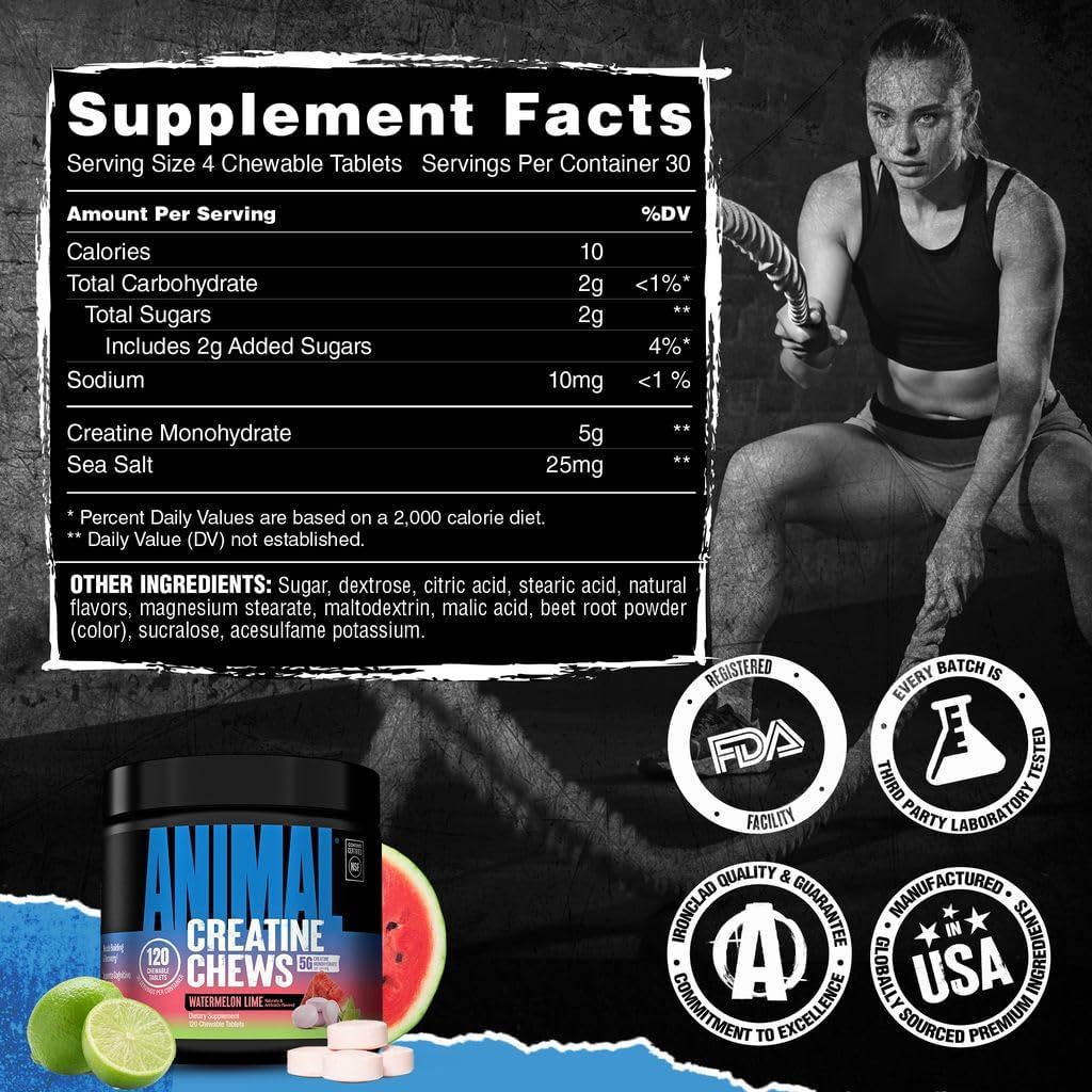 Creatine Watermelon Lime Chewable Tablets by Universal Nutrition