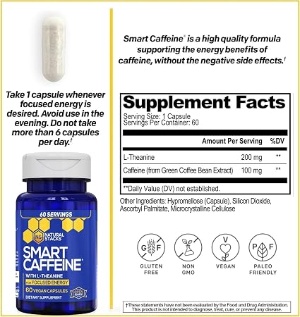 Smart Caffeine+ Theanine Capsules by Natural Stacks