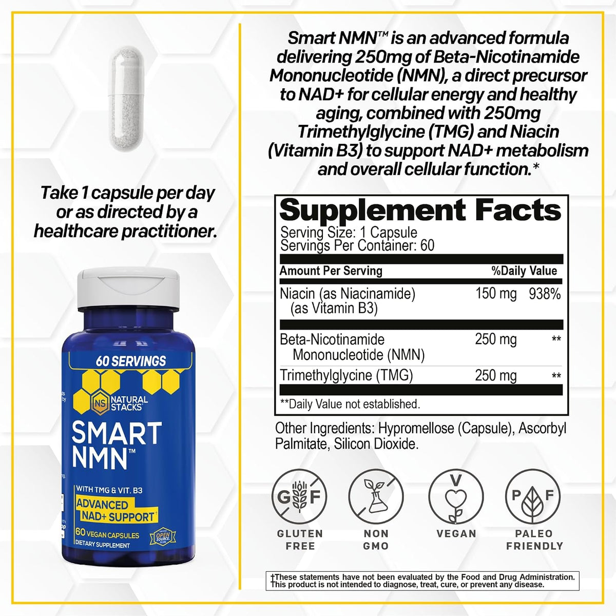 Smart NMN 250mg Capsules by Natural Stacks