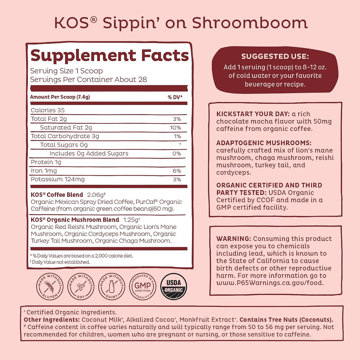 Dark Chocolate Mocha Mushroom Instant Coffee by KOS