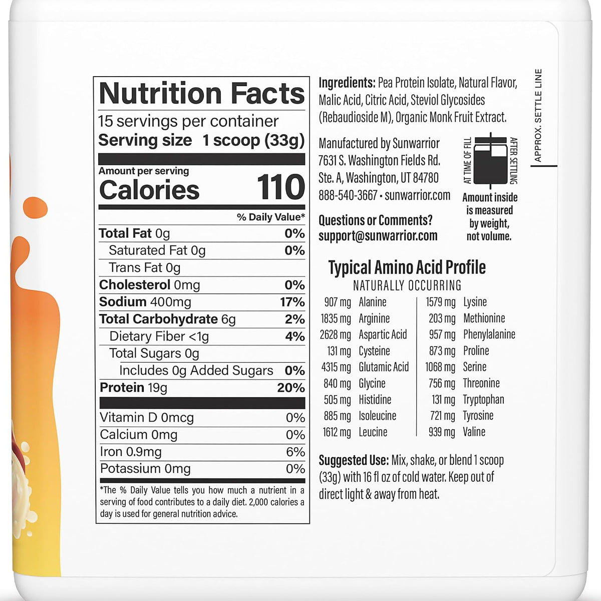Clear Protein Peach Tea by Sunwarrior