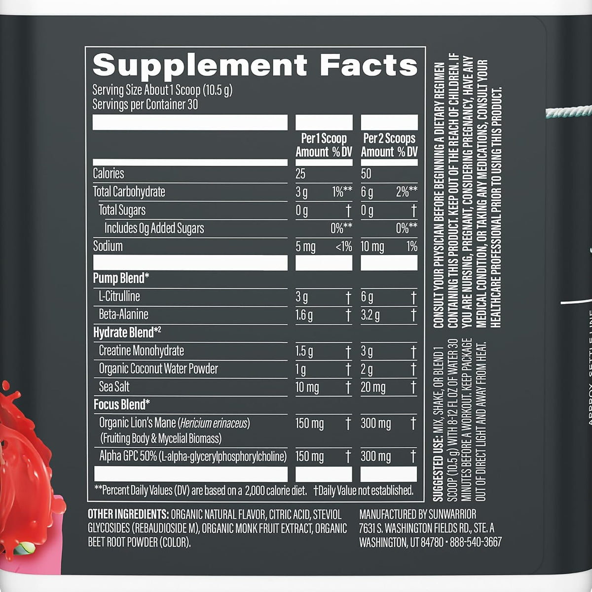 Active Non Stim PreWorkout Watermelon Powder by SunWarrior