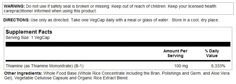 Vitamin B-1 100mg 100VegCaps by Solaray