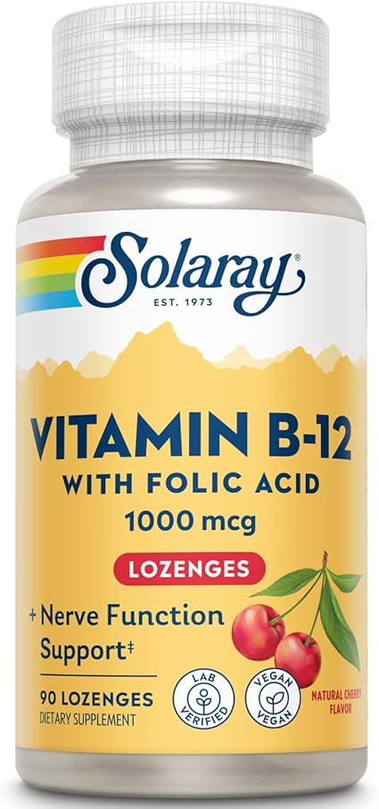 Vitamin B-12 1,000mcg 90 Lozenges Cherry by Solaray