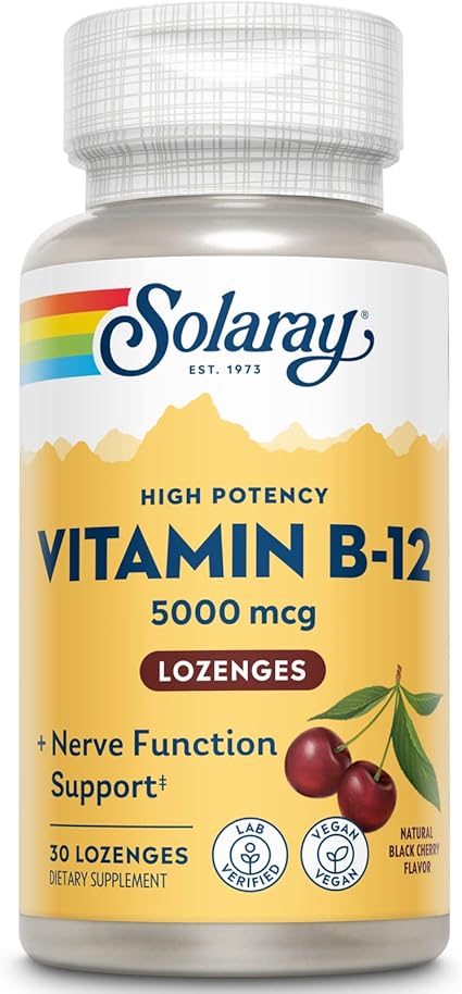 Vitamin B-12 5,000mcg 30 Lozenges Cherry by Solaray
