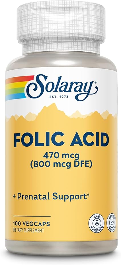 Folic Acid 800mcg 100VegCaps by Solaray