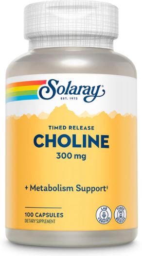 Choline 300mg 100caps Timed Release by Solaray