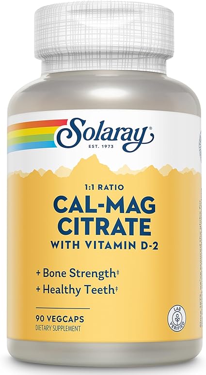 Cal-Mag Citrate 1:1 Ratio with D-2 90VegCaps by Solaray