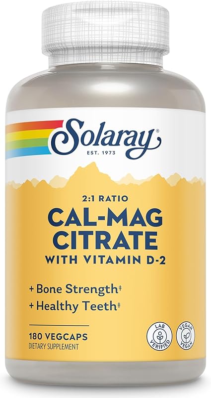 Cal-Mag Citrate 2:1 Ratio with D-2 180caps by Solaray