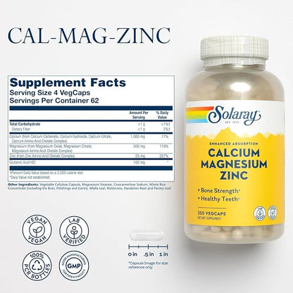 Calcium Magnesium Zinc 250VegCaps by Solaray