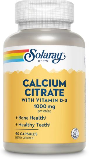 Calcium Citrate with D3 1,000mg 90caps by Solaray