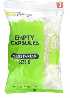 Empty Gelatin Capsules Size 0 500ct by Solaray