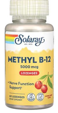 Methyl B-12 5,000mcg 60 Lozenges Cherry by Solaray