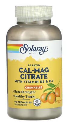 Cal-Mag Citrate 90 Chewables Orange by Solaray