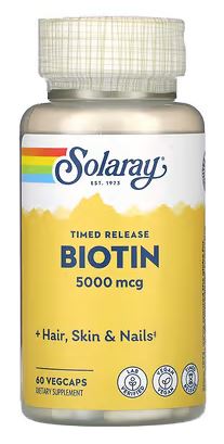 Biotin 5,000mcg 60VegCaps Timed Release by Solaray