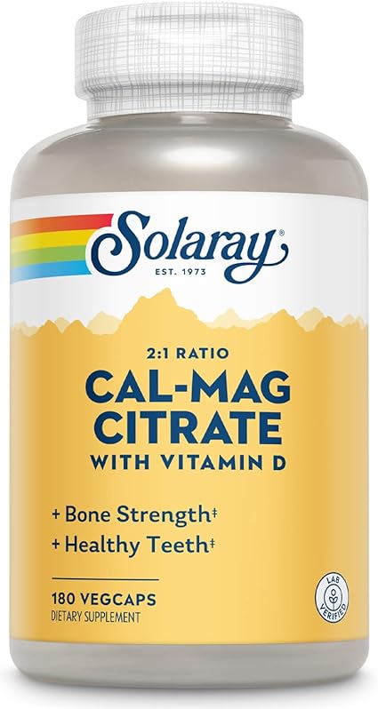 Cal-Mag Citrate 2:1 Ratio with D-3 180caps by Solaray