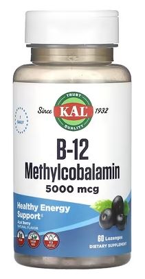 B-12 Methylcobalamin 5,000mcg 60 Lozenges Acai by Kal