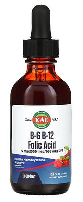 B-6 B-12 Folic Acid Liquid 2oz by Kal