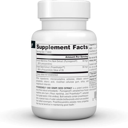 Source Naturals Pycnogenol & Grape Seed 100mg 30 Tablets