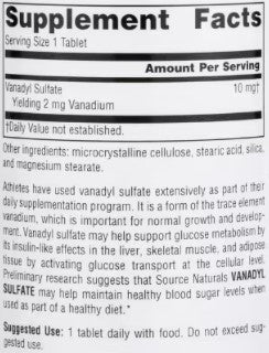 Source Naturals Vanadyl Sulfate Tablets