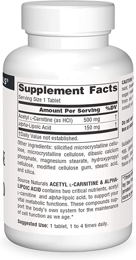source naturals acetyl l-carnitine and alpha-lipoic acid Source Naturals Acetyl L-Carnitine & Alpha Lipoic Acid Tablets – Wholesale Nutrition
