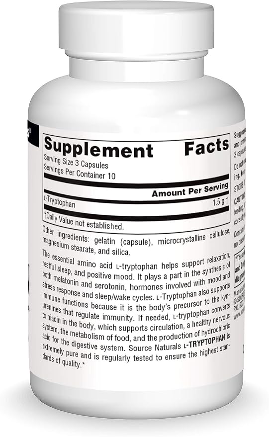 Source Naturals L-Tryptophan 500mg Capsules