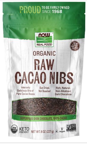 Cacao Nibs Organic & Raw 8oz by Now