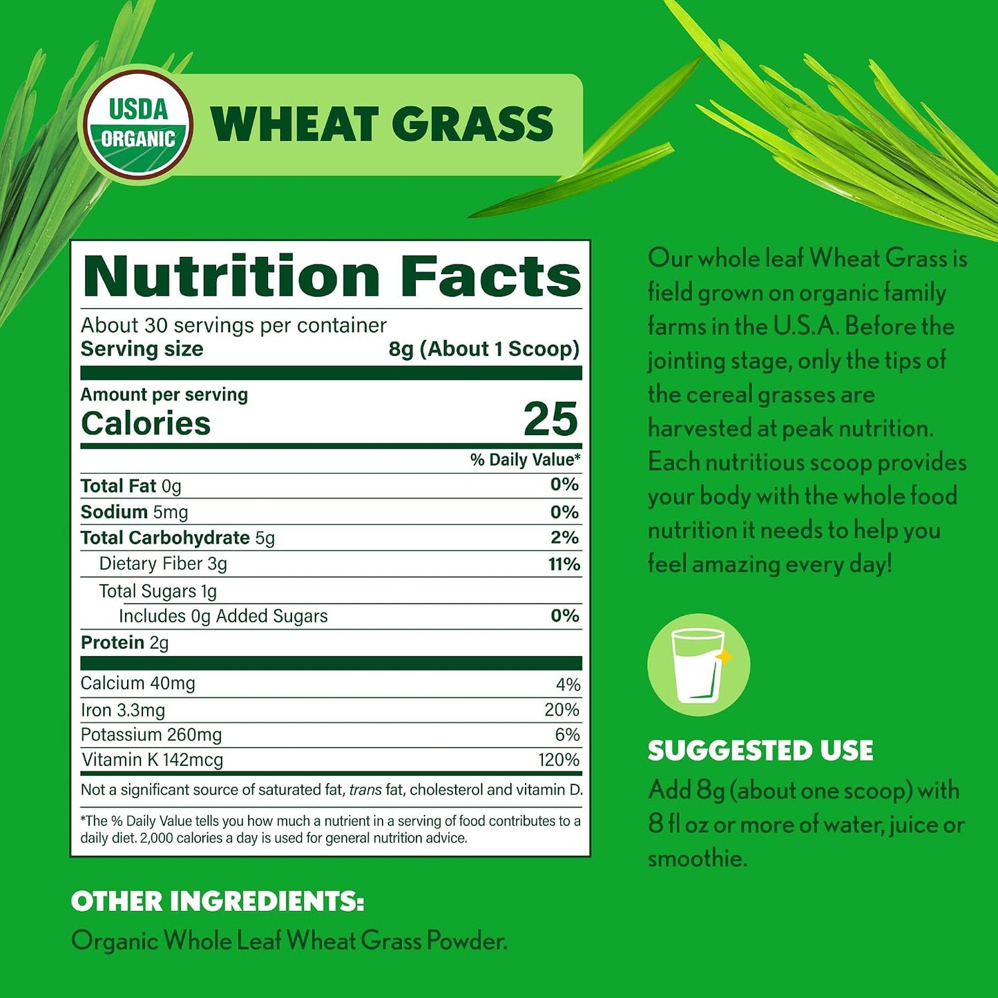 Wheat Grass Powder 30svg by Amazing Grass