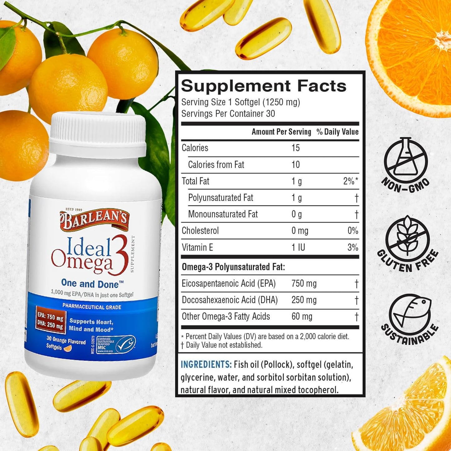 Ideal Omega 3 Softgels by Barlean's