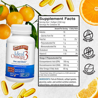 Ideal Omega 3 Softgels by Barlean's