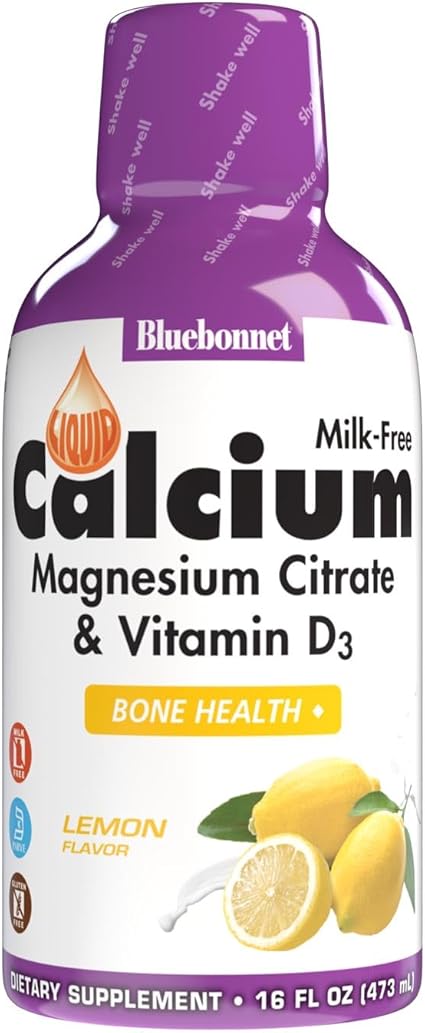 Calcium Magnesium Citrate Plus Vitamin D3 Liquid Lemon by Bluebonnet