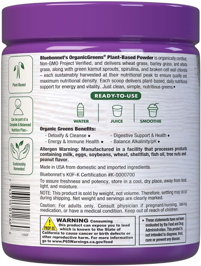 Super Earth Organic Greens 7.4oz by Bluebonnet
