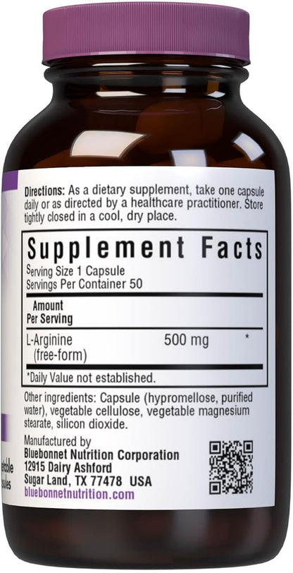 L-Arginine 500mg 50VegCaps by Bluebonnet