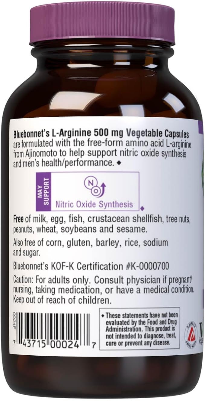 L-Arginine 500mg 50VegCaps by Bluebonnet