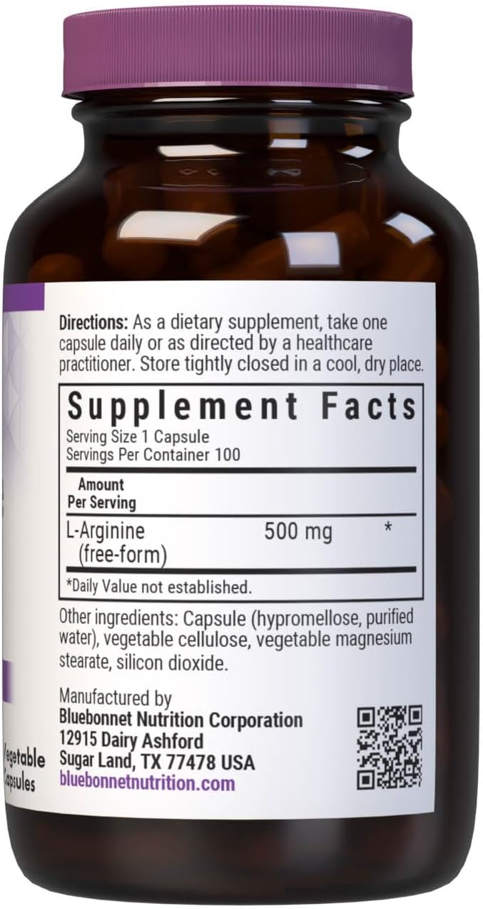 L-Arginine 500mg 100VegCaps by Bluebonnet