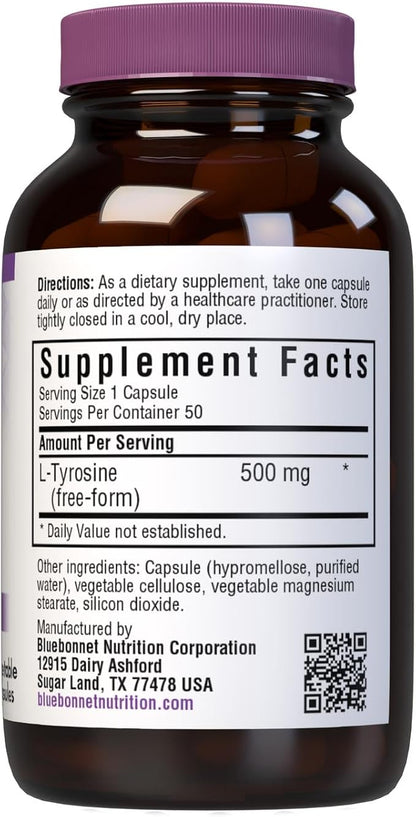 L-Tyrosine 500mg 50VegCaps by Bluebonnet