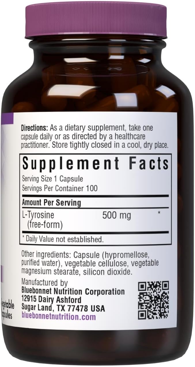 L-Tyrosine 500mg 100VegCaps by Bluebonnet