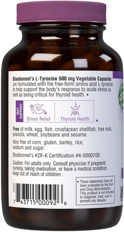 L-Tyrosine 500mg 100VegCaps by Bluebonnet