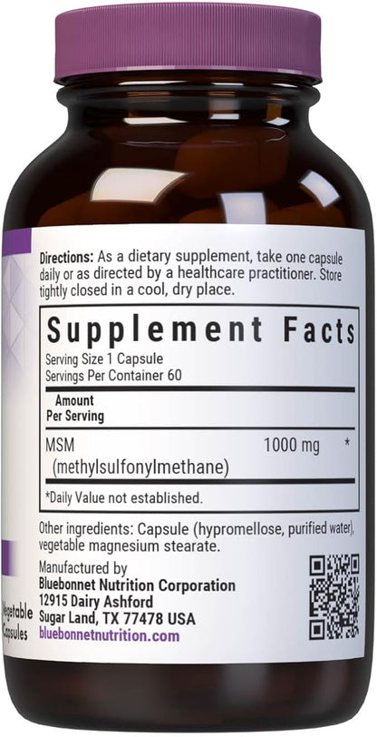 MSM 1,000mg 60VegCaps by Bluebonnet