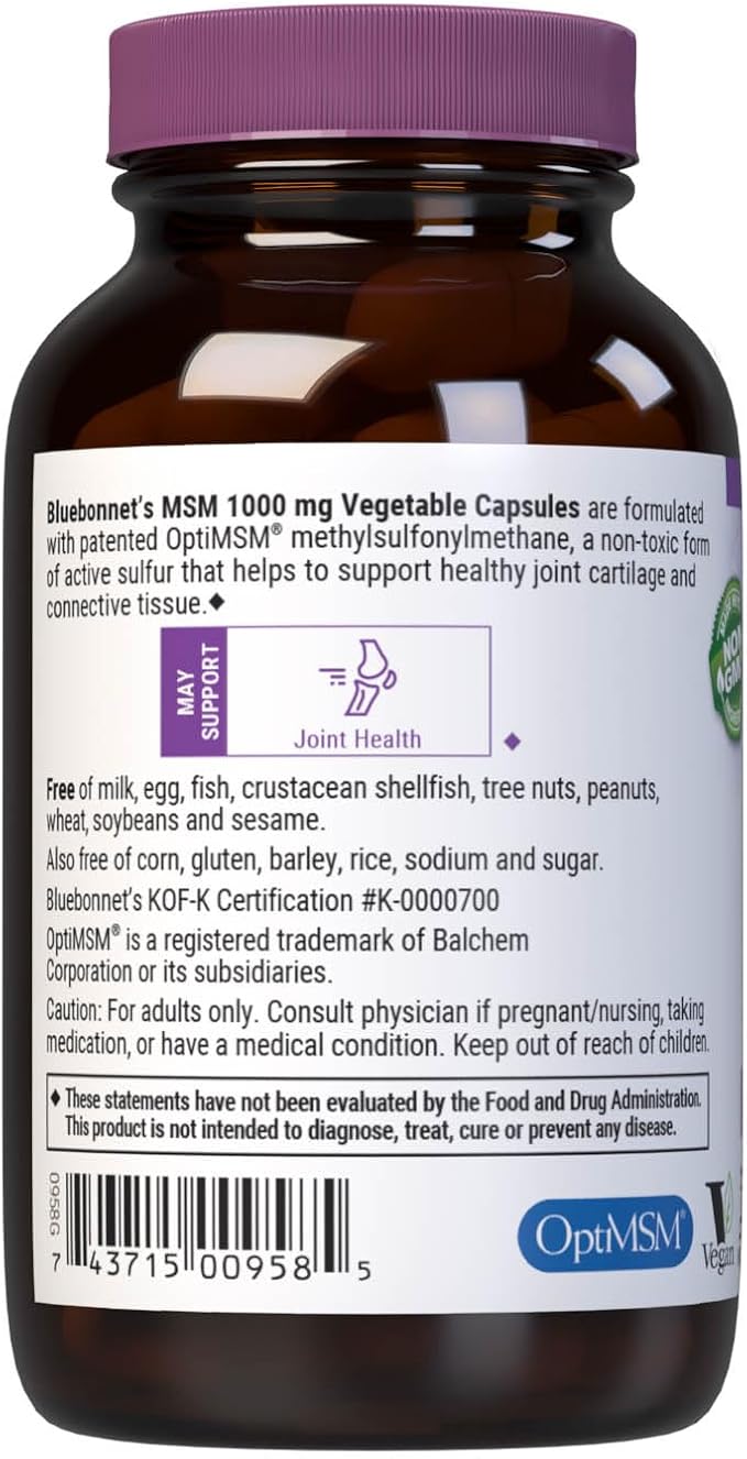 MSM 1,000mg 60VegCaps by Bluebonnet