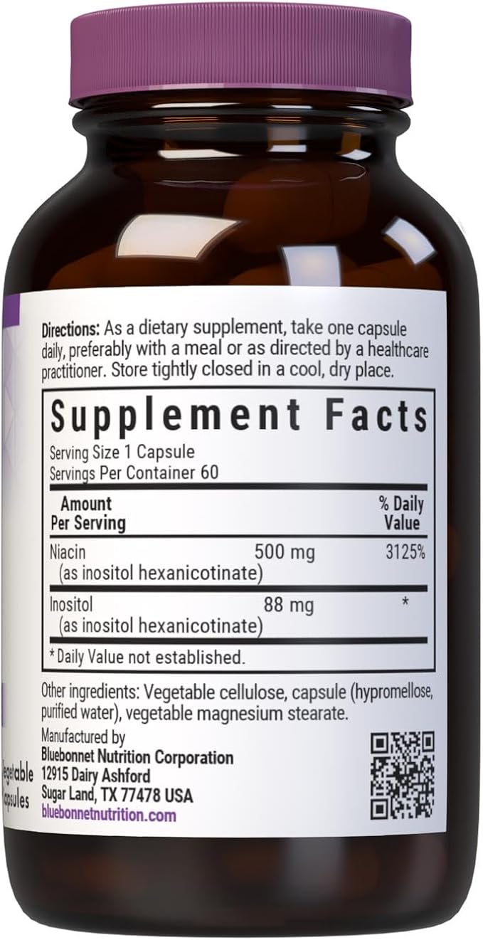Niacin Flush-Free 500mg 60VegCaps by Bluebonnet