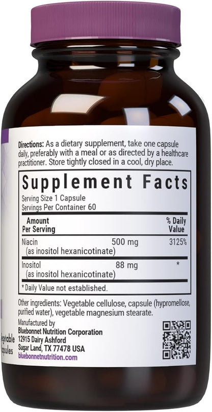 Niacin Flush-Free 500mg 60VegCaps by Bluebonnet