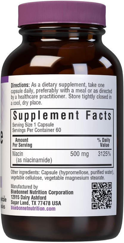 Niacinamide 500mg 60VegCaps by Bluebonnet