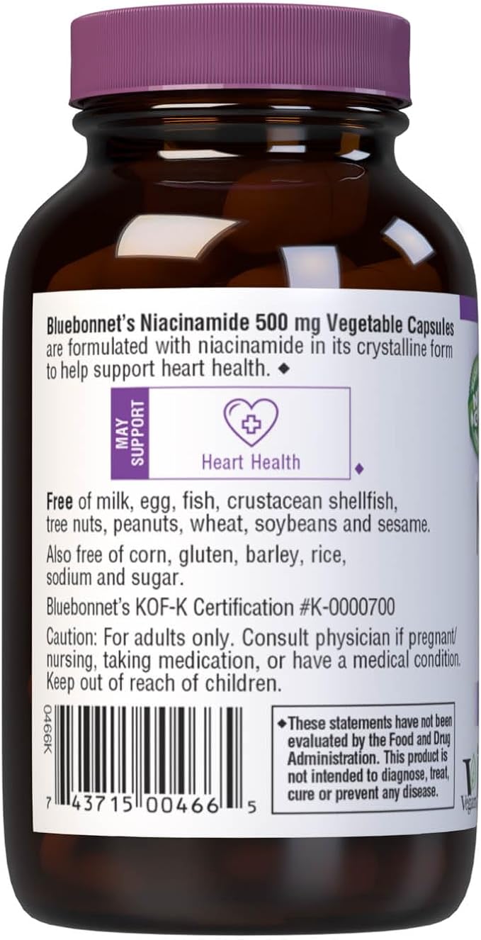 Niacinamide 500mg 60VegCaps by Bluebonnet