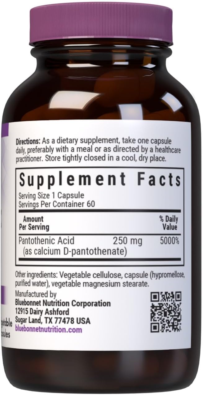 Pantothenic Acid 250mg 60VegCaps by Bluebonnet