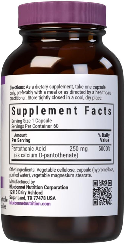 Pantothenic Acid 250mg 60VegCaps by Bluebonnet